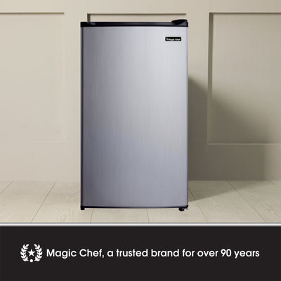 Magic Chef MCBR350S2 3.5 Cu Ft Mini Refrigerator & Freezer, Silver (Open Box)
