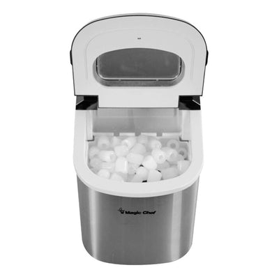 Magic Chef Portable Countertop Ice Maker, 27 Pounds, Stainless Steel (Open Box)