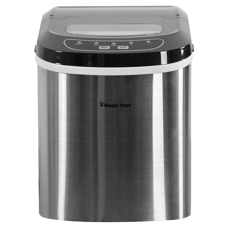 Magic Chef Portable Countertop Ice Maker, 27 Pounds, Stainless Steel (Used)