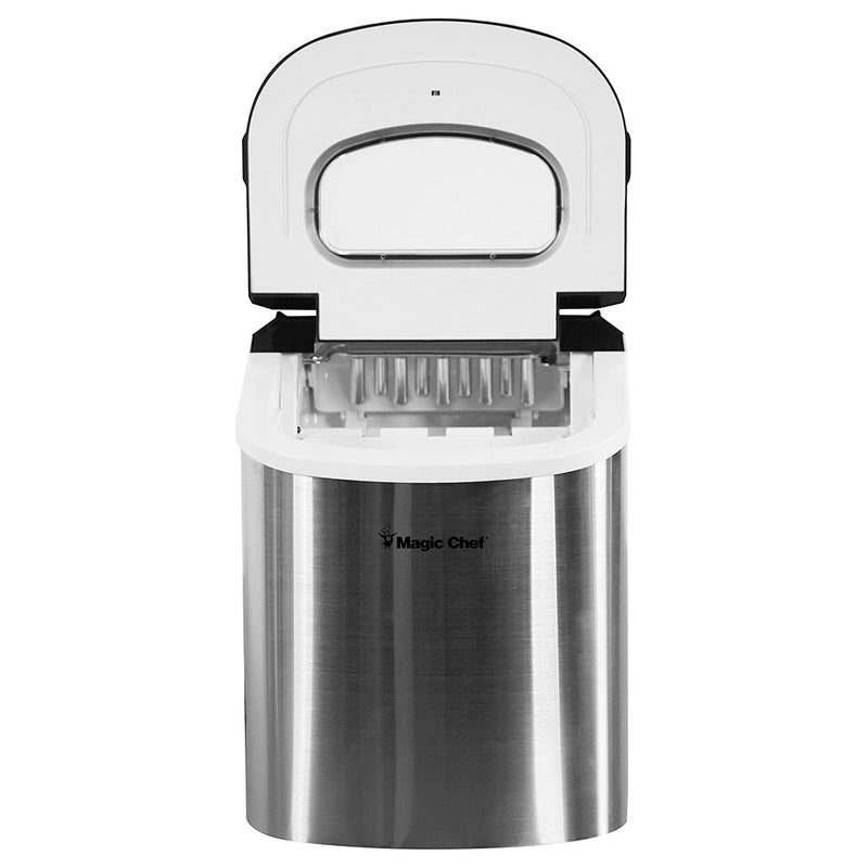 Magic Chef Portable Countertop Ice Maker, Small Ice Maker for Kitchen or Home Bar, Tabletop Ice Maker for Parties, 27-Pound Capacity, Stainless Steel