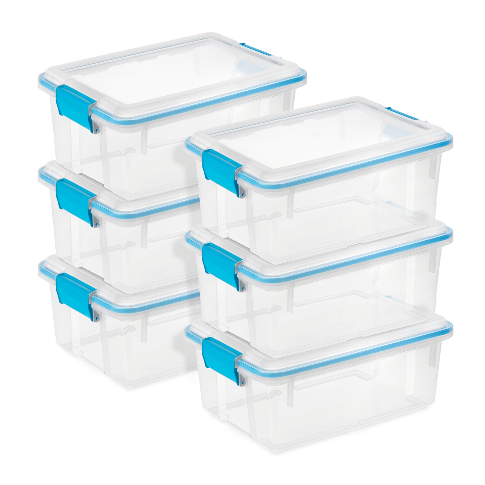 Sterilite 12 Qt Plastic Storage Bin Container Clear Gasket Sealed Box, (6 Pack) - VMInnovations