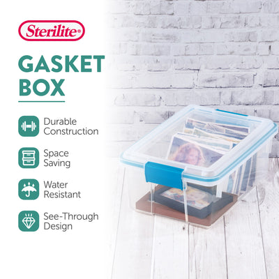 Sterilite 12 Qt Plastic Storage Bin Container Clear Gasket Sealed Box, (12 Pack)