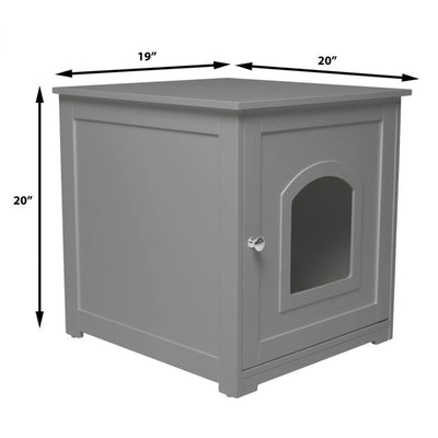 Merry Products Room w/ a View Indoor Outdoor 2 Level Wooden House for Small Pets + zoovilla Kitty Litter Loo Indoor Hidden Litter Box Enclosure Furniture, Gray - VMInnovations