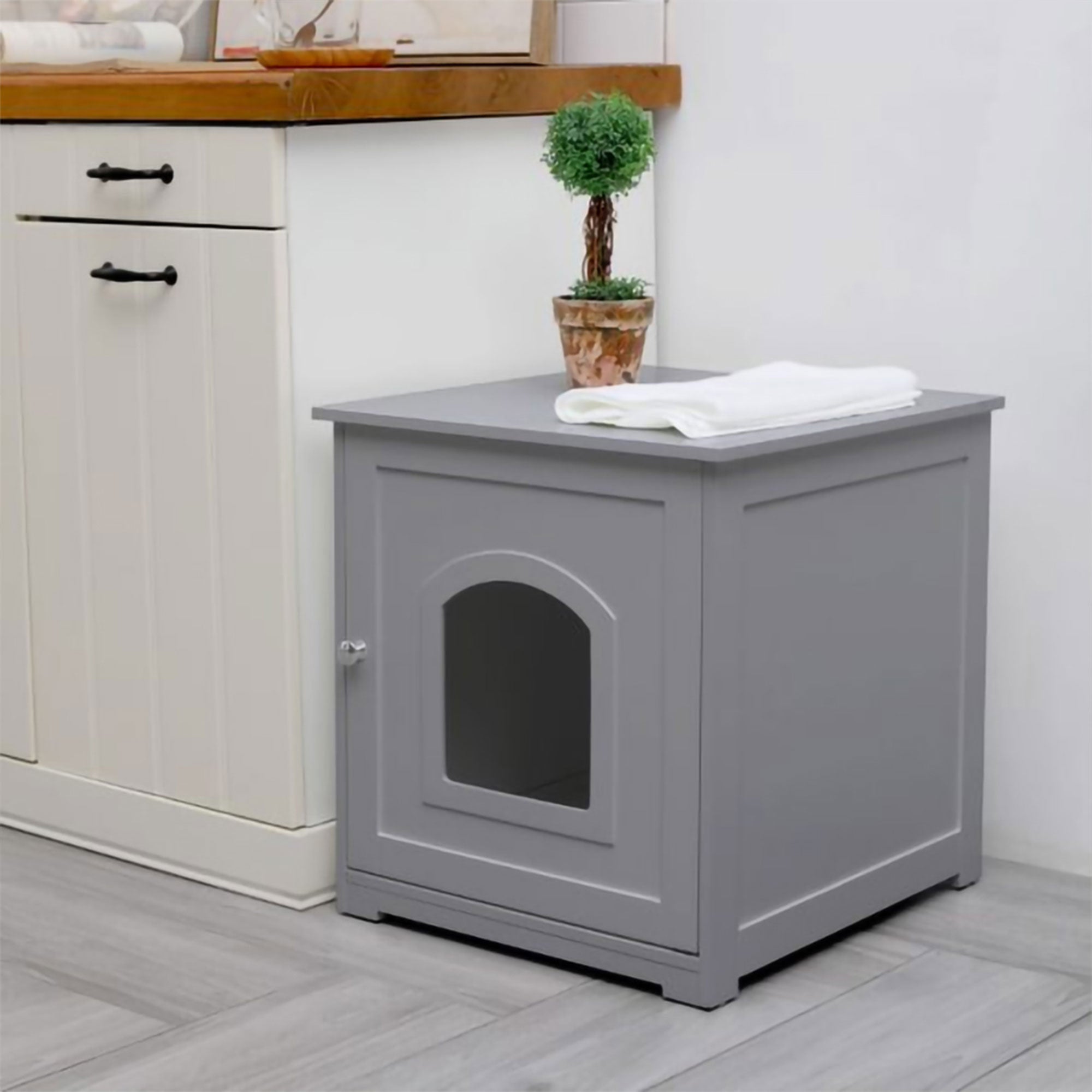 zoovilla Kitty Litter Loo Hidden Litter Box Enclosure Furniture, Gray(For Parts)