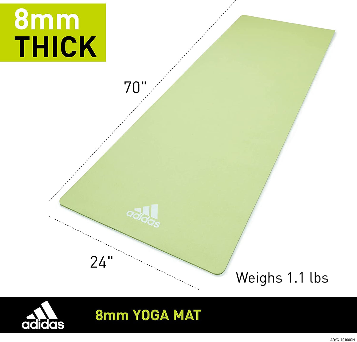 Adidas Universal Exercise Slip Resistant Fitness Yoga Mat, 8mm (Open Box)