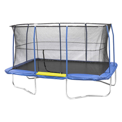 JumpKing Rectangular 10 x 15 Foot Trampoline Combo with Net & Pad, Blue/Yellow