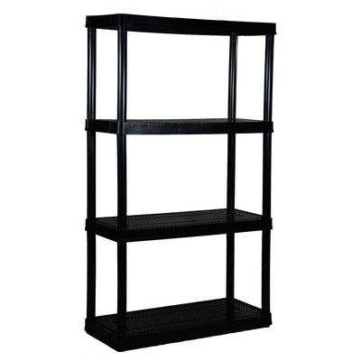 Gracious Living 4 Shelf Ventilated Garage Shelving Kit with 4 Bins & Lids, Black