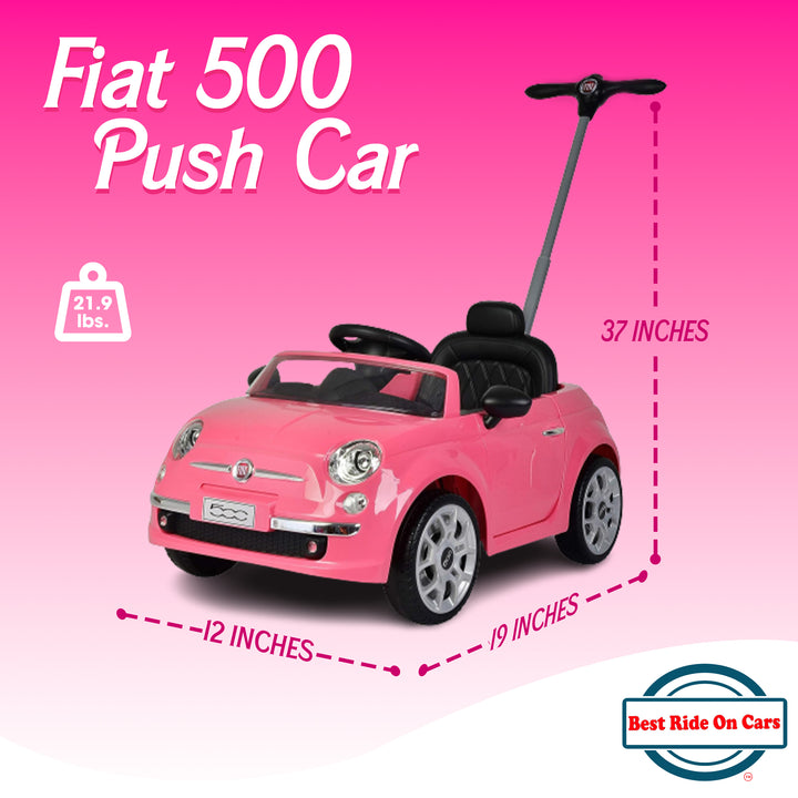 Best Ride On Cars 2-in-1 Fiat 500 Model Baby Toddler Toy Push Car Stroller, Pink