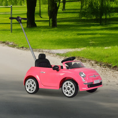 Best Ride On Cars 2-in-1 Fiat 500 Model Baby Toddler Toy Push Car Stroller, Pink
