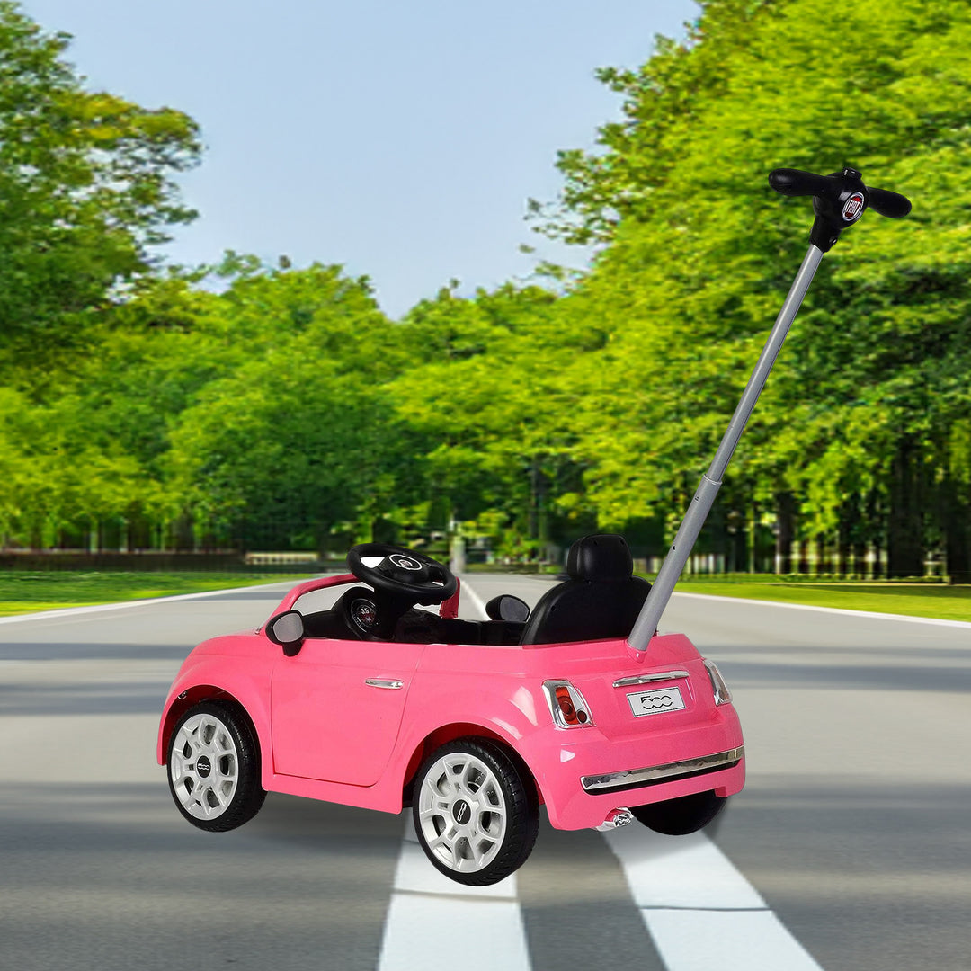 Best Ride On Cars 2-in-1 Fiat 500 Model Baby Toddler Toy Push Car Stroller, Pink