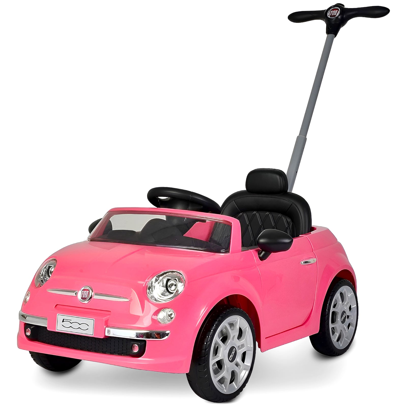 Best Ride On Cars 2-in-1 Fiat 500 Model Baby Toddler Toy Push Car Stroller, Pink - VMInnovations