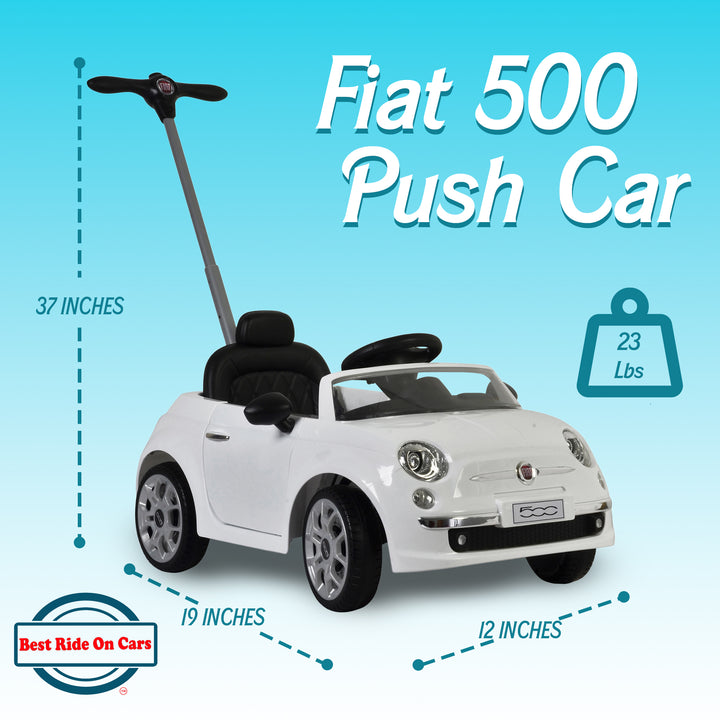 Best Ride On Cars 2-n-1 Fiat 500 Model Baby Toddler Toy Push Car Stroller, White