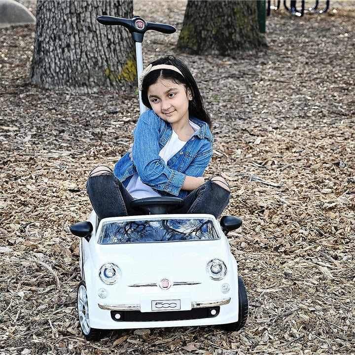 Best Ride On Cars 2-in-1 Fiat 500 Model Baby Toddler Push Car Stroller, White