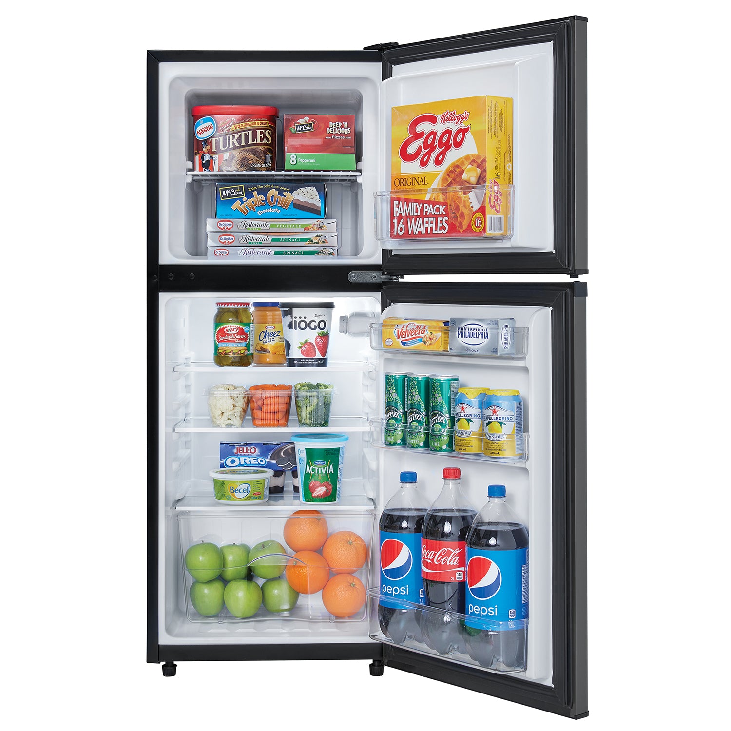 Danby DCR047A1BBSL 4.7 Cubic Feet Dual Door Compact Refrigerator, Black Steel (Refurbished)