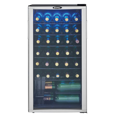 Danby 36 Bottle Compact LED Light Refrigerator Wine Cooler, Platinum (Used)