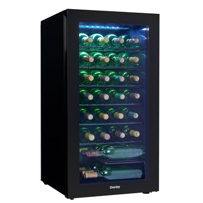 Danby 36 Bottle Compact LED Lights Refrigerator Wine Cooler, Black (Open Box)