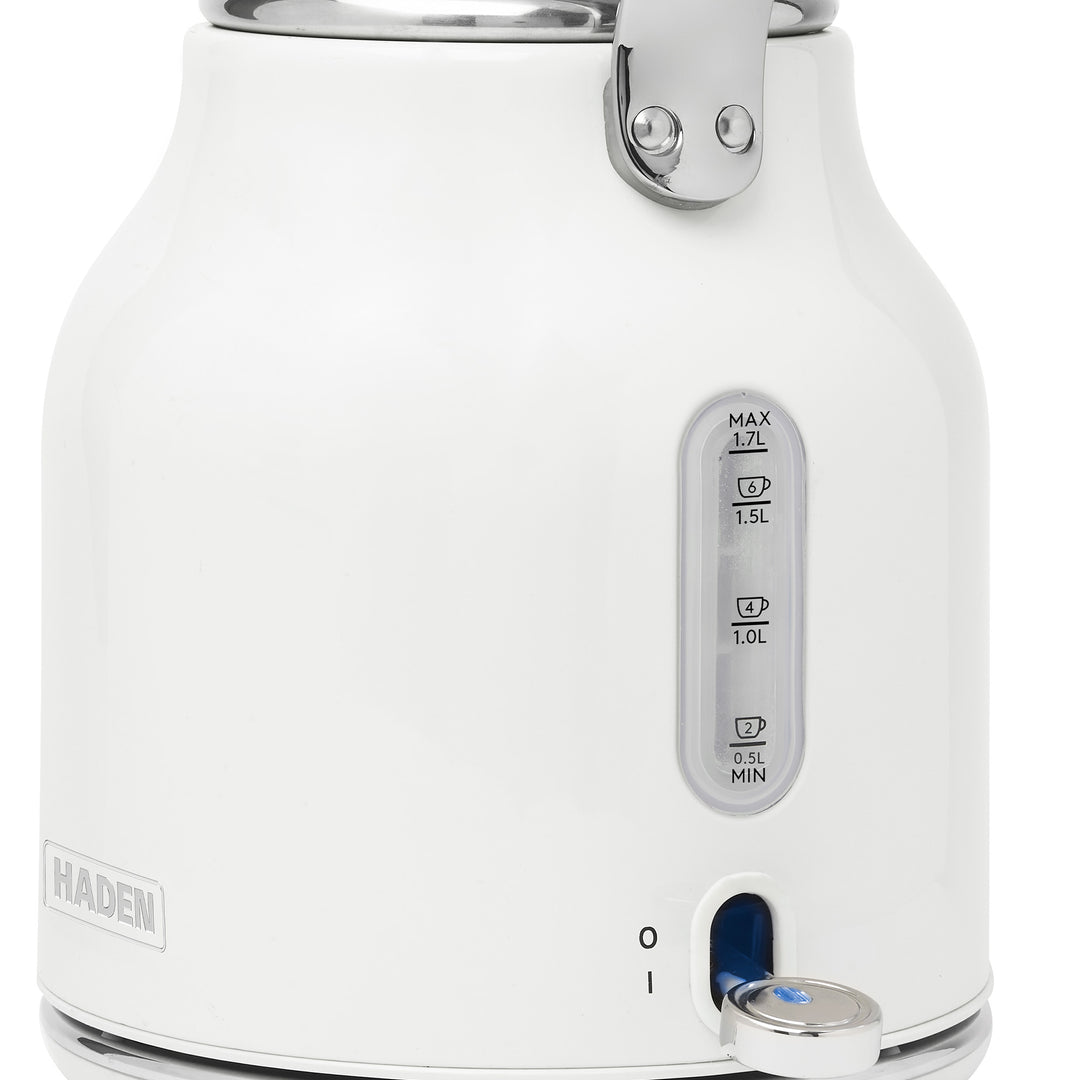 Haden 1.7 Liter Stainless Steel Body Retro Electric Tea Kettle, White (Open Box)