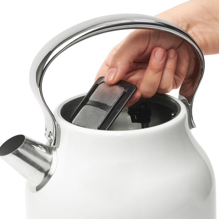 Haden 1.7 Liter Stainless Steel Body Retro Electric Tea Kettle, White (Open Box) - VMInnovations