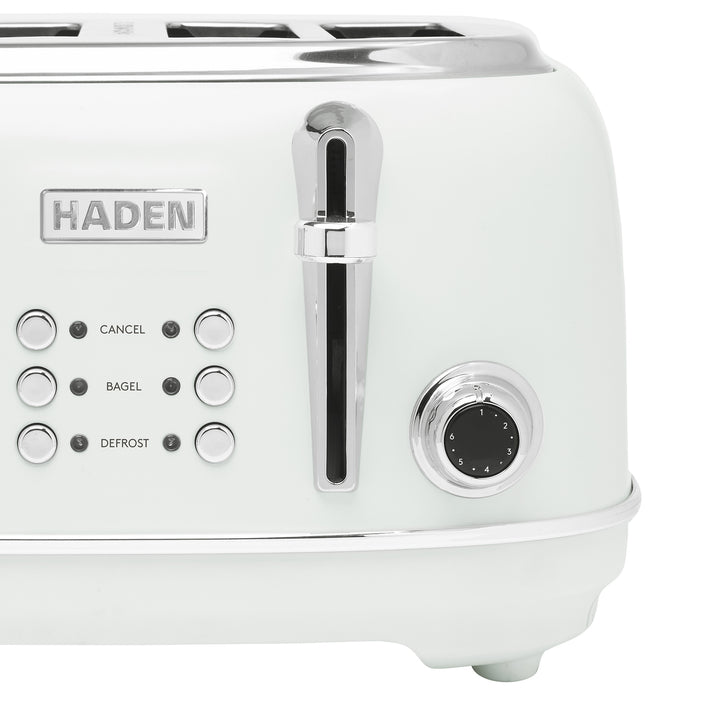 Haden Heritage 4 Slice Wide Slot Stainless Steel Toaster, Ivory & Chrome