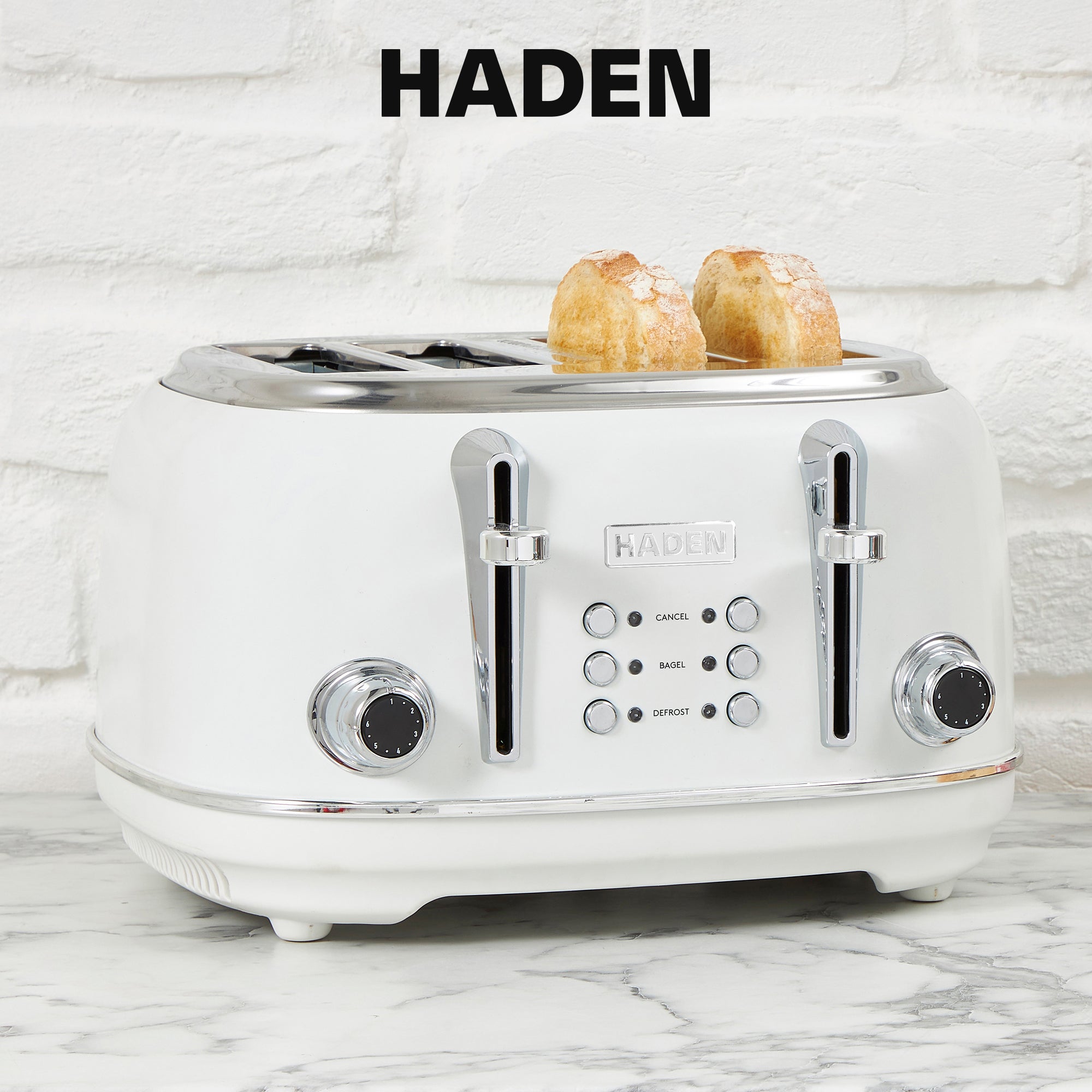 Haden Heritage 4 Slice Wide Slot Stainless Steel Body Retro Toaster (Open Box) - VMInnovations