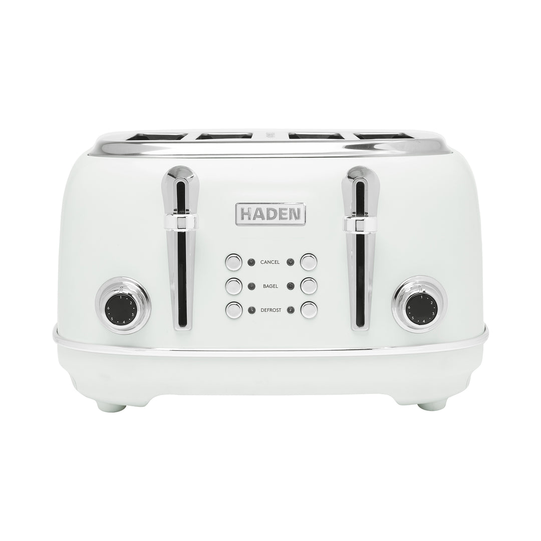 Haden Heritage 4 Slice Wide Slot Stainless Steel Toaster, Ivory & Chrome