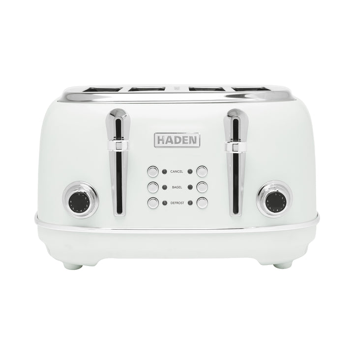 Haden Heritage 4 Slice Wide Slot Stainless Steel Toaster, Ivory & Chrome