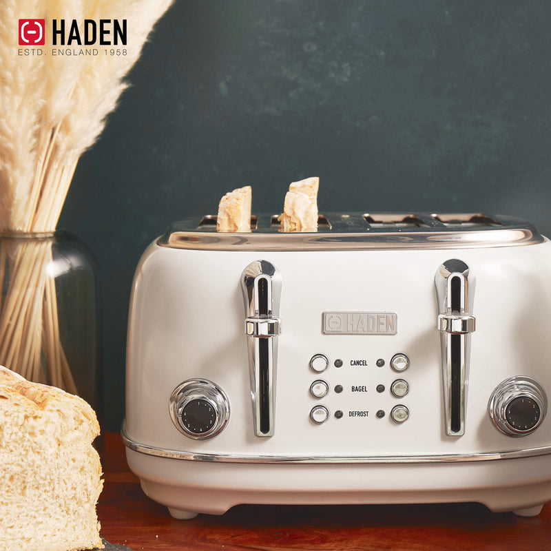 Haden Heritage 4 Slice Wide Slot Stainless Steel Body Retro Toaster (Open Box)