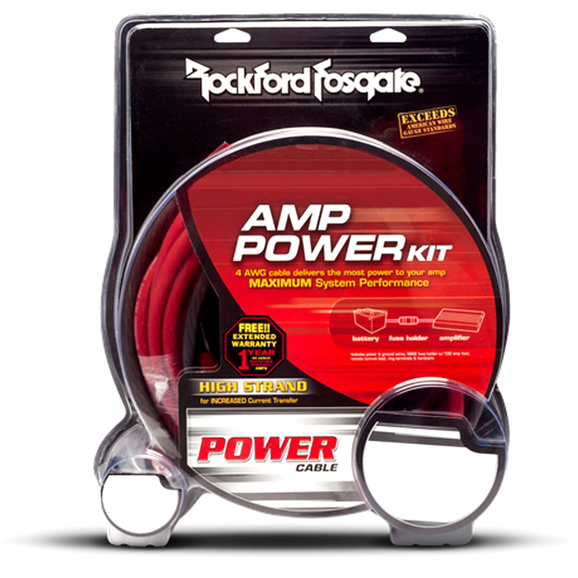Rockford Fosgate 4 AWG Car Amplifier Power and Ground Installation Kit(Open Box)