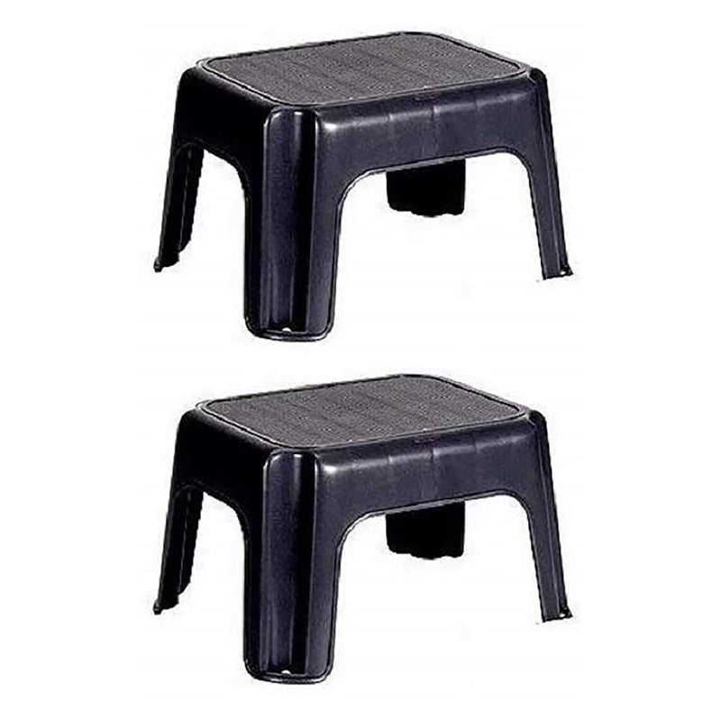 Rubbermaid Durable Roughneck Plastic Family Sturdy Step Stool, Black (2 Pack)