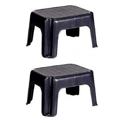 Rubbermaid Durable Roughneck Plastic Family Sturdy Step Stool, Black (2 Pack) - VMInnovations