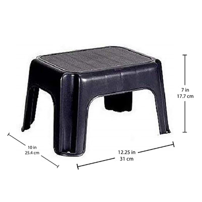 Rubbermaid Durable Roughneck Plastic Family Sturdy Step Stool, Black (3 Pack)