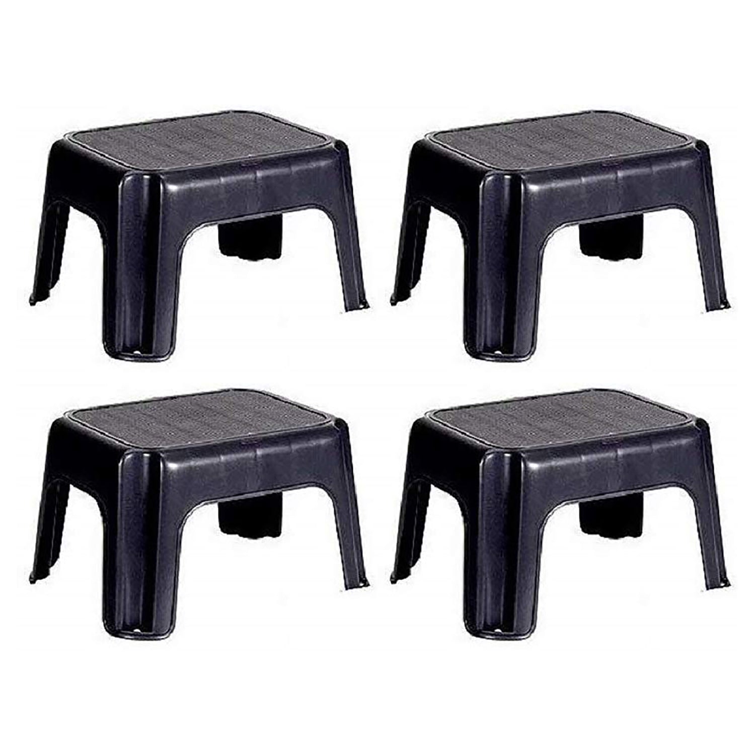 Rubbermaid Durable Roughneck Plastic Family Sturdy Step Stool, Black (4 Pack) - VMInnovations