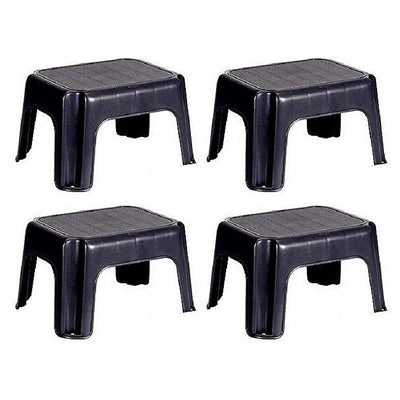Rubbermaid Durable Roughneck Plastic Family Sturdy Step Stool, Black (4 Pack) - VMInnovations