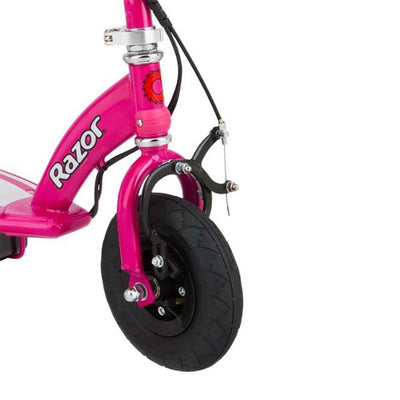 Razor E100 Pink 24V Electric Ride On Scooter w/ Red Helmet & Red Elbow/Knee Pads