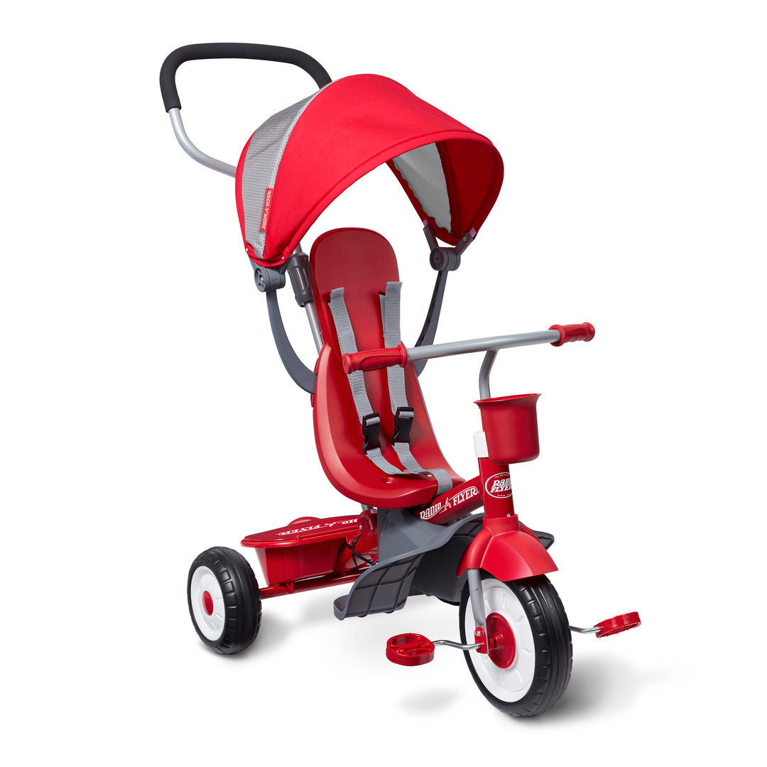 EZ Fold 4-in-1 Stroll 'N Trike Infant Toddler Stroller Tricycle, Red (Open Box) - VMInnovations