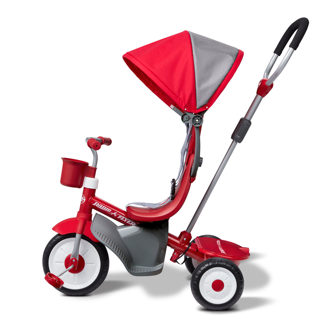 EZ Fold 4-in-1 Stroll 'N Trike Infant Toddler Stroller Tricycle, Red (Open Box) - VMInnovations