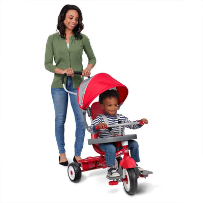 EZ Fold 4-in-1 Stroll 'N Trike Infant Toddler Stroller Tricycle, Red (Open Box) - VMInnovations