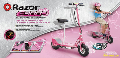 Razor E300S Seated Electric Scooter - Pink (Sweet Pea) - Lightly Used