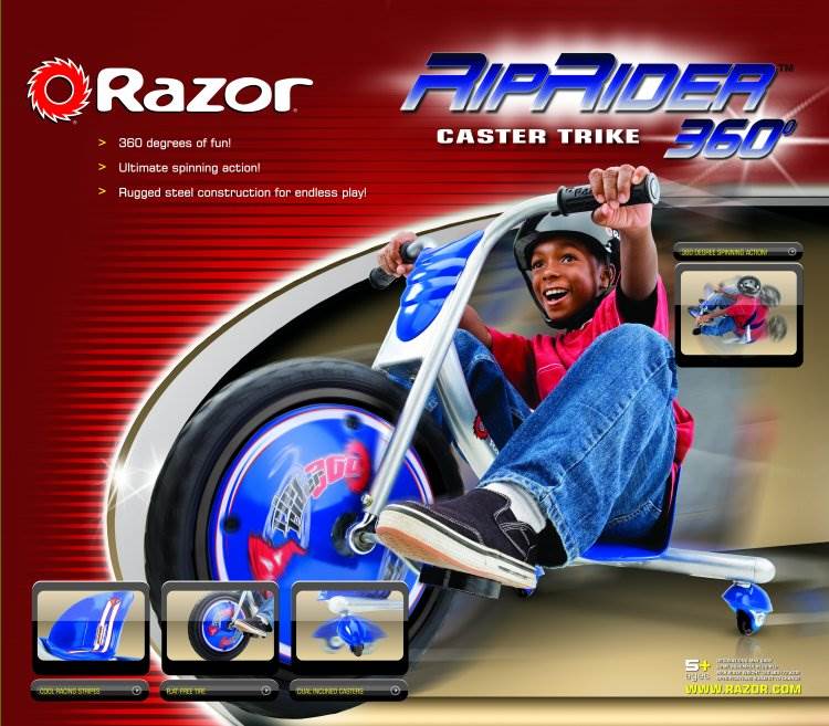 Razor Rip Rider 360 Drifting Ride-On Kids/Children Tricycle, Blue (Open Box)