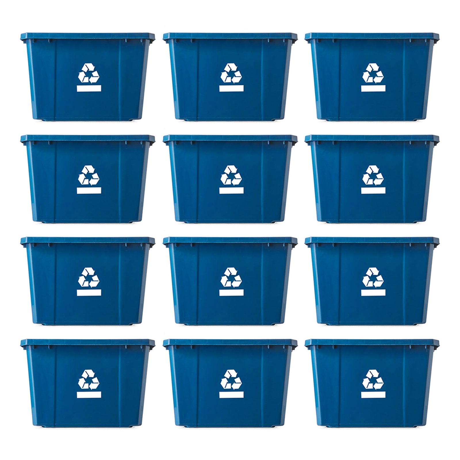 Gracious Living Medium Curbside Blue Box 17 Gallon Home Recycling Bin (12 Pack) - VMInnovations