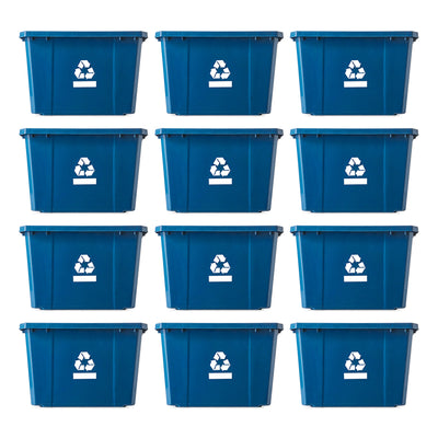 Gracious Living Medium Curbside Blue Box 17 Gallon Home Recycling Bin (12 Pack) - VMInnovations