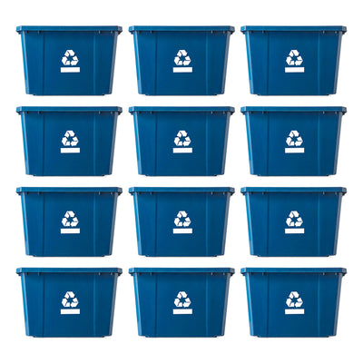 Gracious Living Medium Curbside Blue Box 17 Gallon Home Recycling Bin (12 Pack)