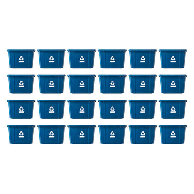 Gracious Living Medium Curbside Blue Box 17 Gallon Home Recycling Bin (24 Pack)