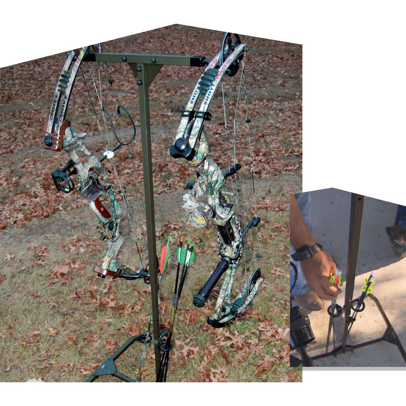 HME Hard Surface Practice Indoor Outdoor Steel Archery Bow Storage Hanger Rack