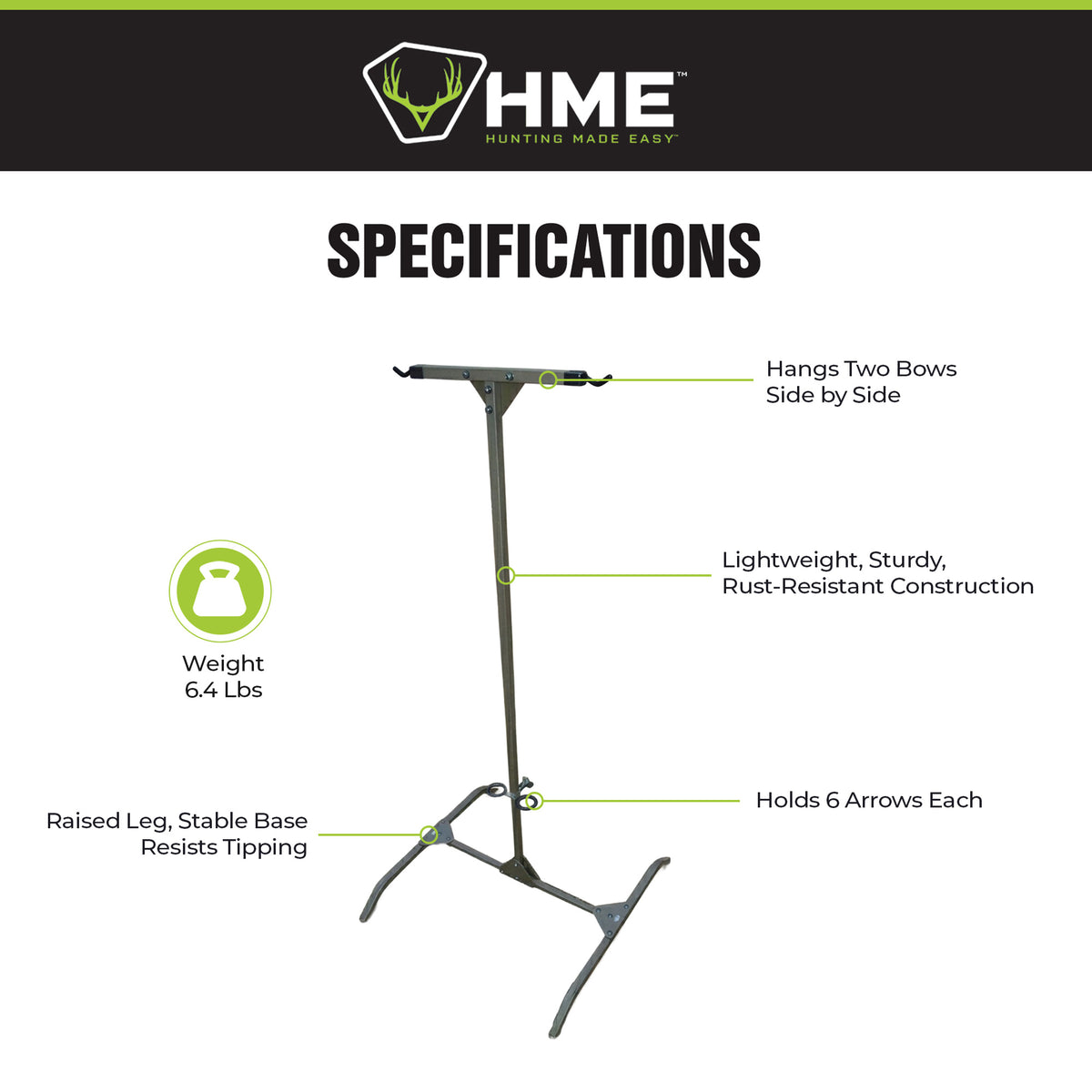 HME Hard Surface Practice Indoor Outdoor Steel Archery Bow Storage Hanger Rack