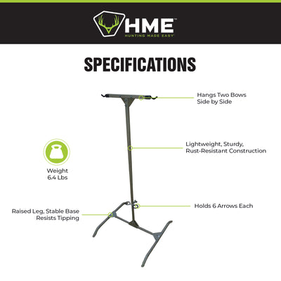 HME Hard Surface Practice Indoor Outdoor Steel Archery Bow Storage Hanger Rack