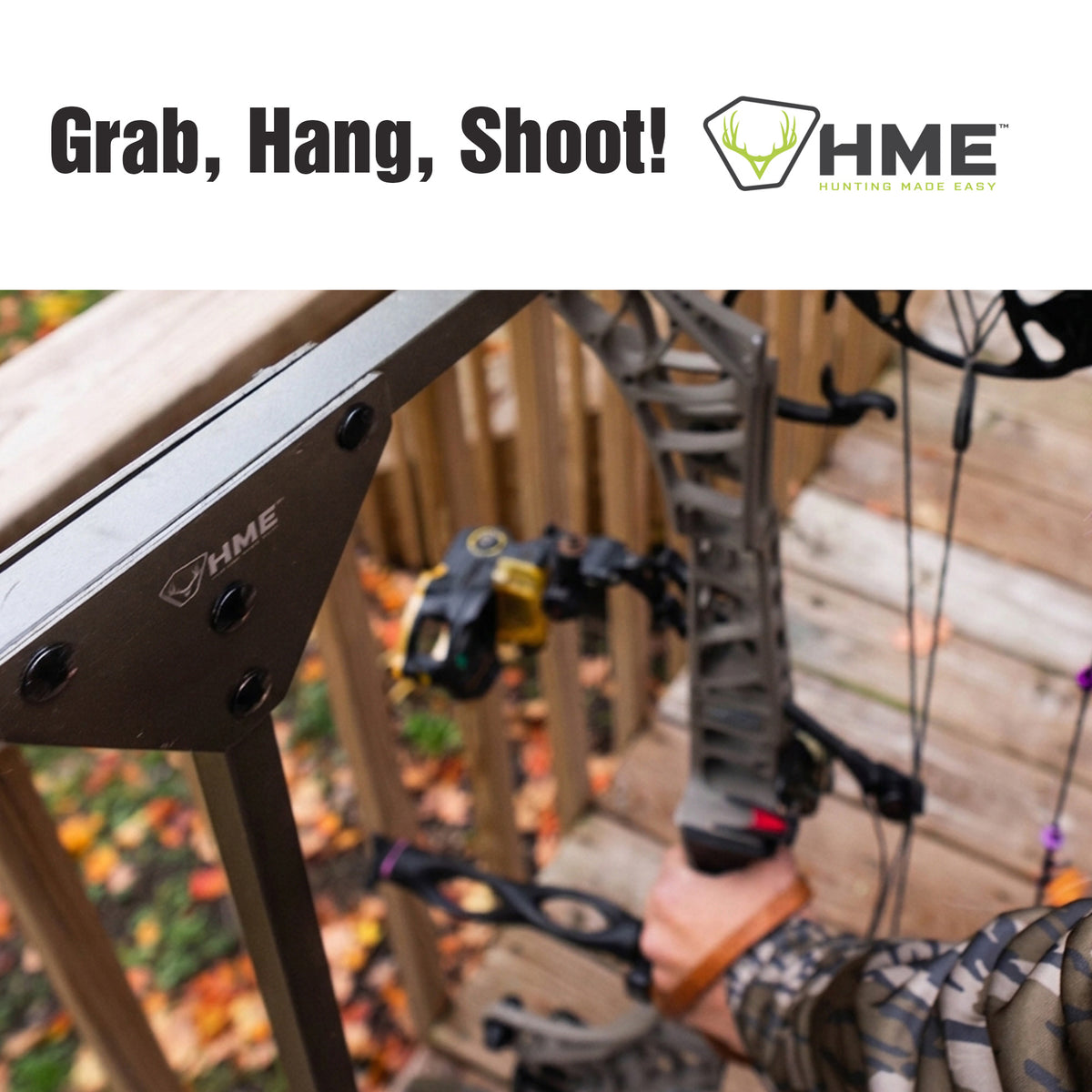HME Hard Surface Practice Indoor Outdoor Steel Archery Bow Storage Hanger Rack