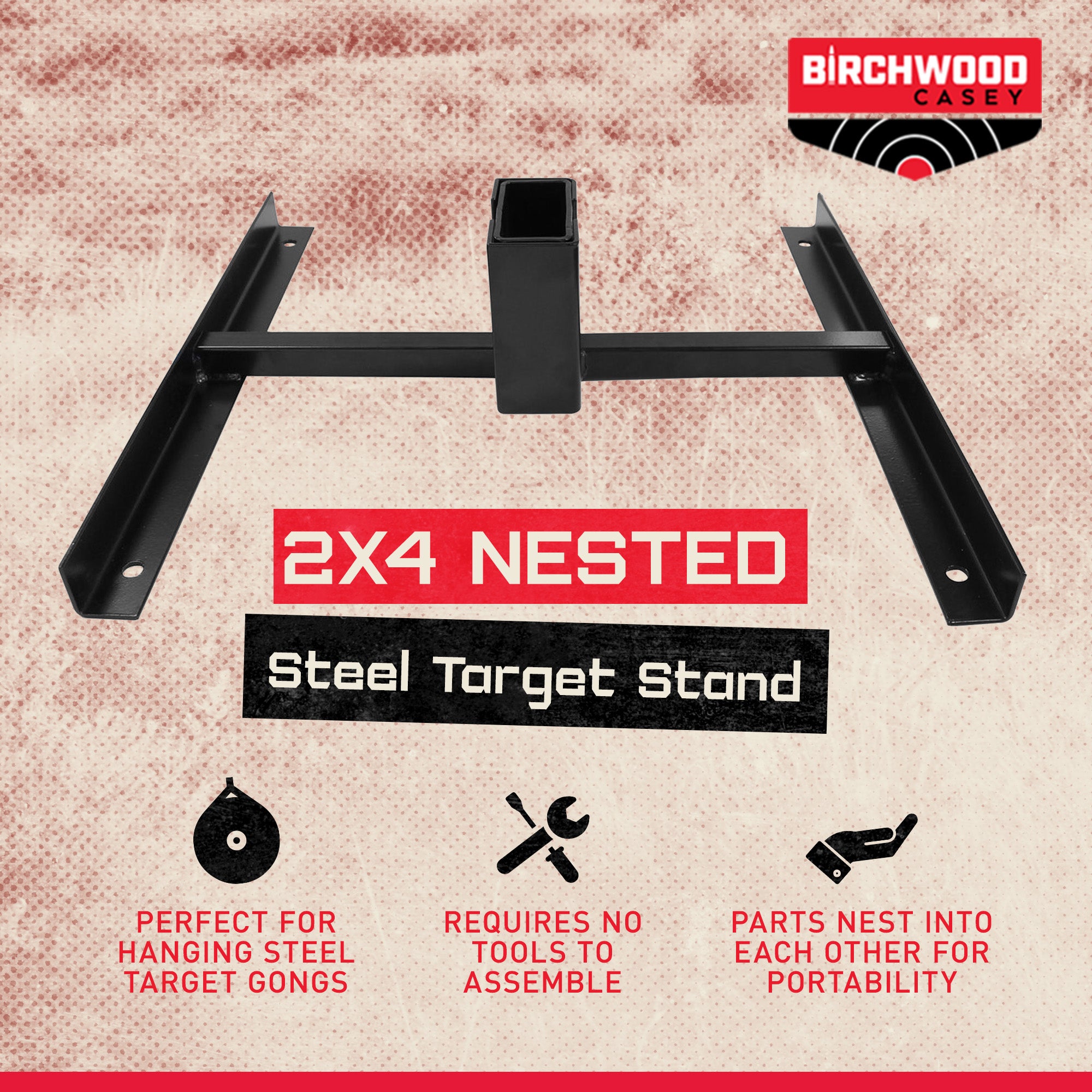 Birchwood Casey Heavy Duty 2x4 Nested Steel Shooting Gong Target Stand (3 Pack)
