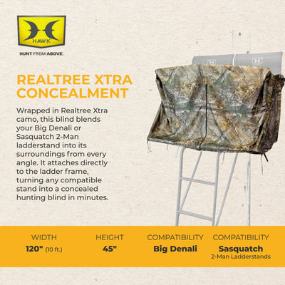 Hawk HWK-2072-BK 2 Man Ladder Tree Stand Blind for Denali and Sasquatch Ladders - VMInnovations