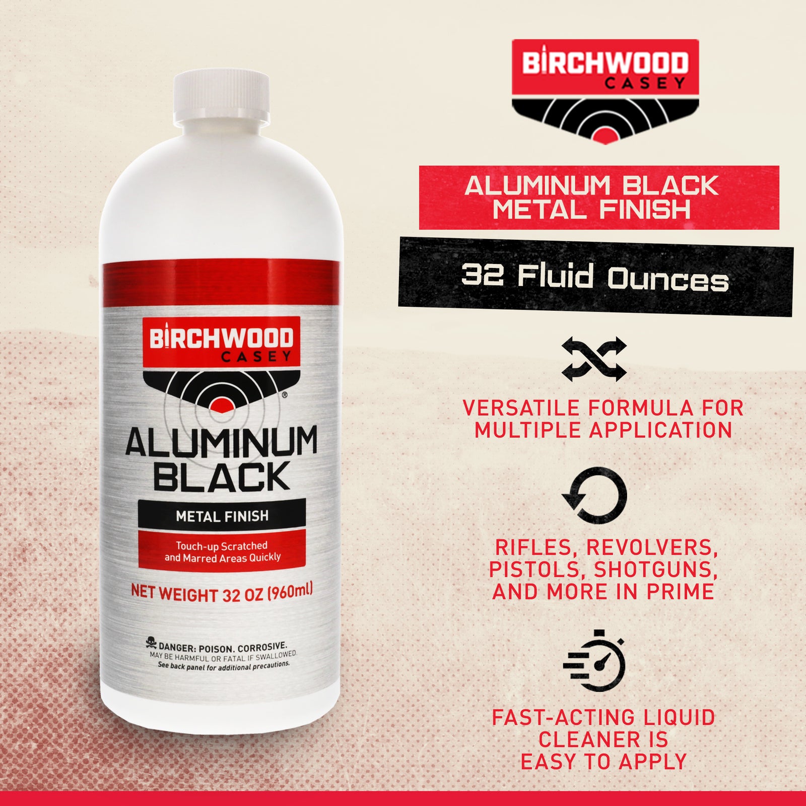 Birchwood Casey 15132 Aluminum Black Metal Finish Touch Up, 32 Fluid Ounces - VMInnovations